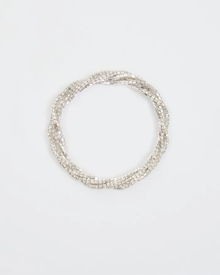 RWandCO Jewelry Elastic Bracelet With Rhinestones Silver 8211 Women