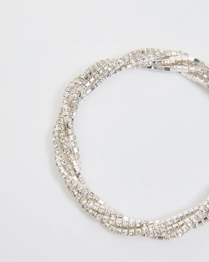 RWandCO Jewelry Elastic Bracelet With Rhinestones Silver 8211 Women RWandCO Jewelry Elastic Bracelet With Rhinestones Silver 8211 Women