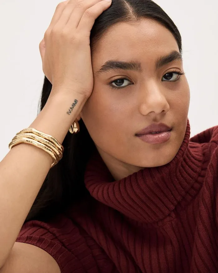 RWandCO Jewelry Elastic Metal Bracelets 8211 Set Of 3 Gold 8211 Women