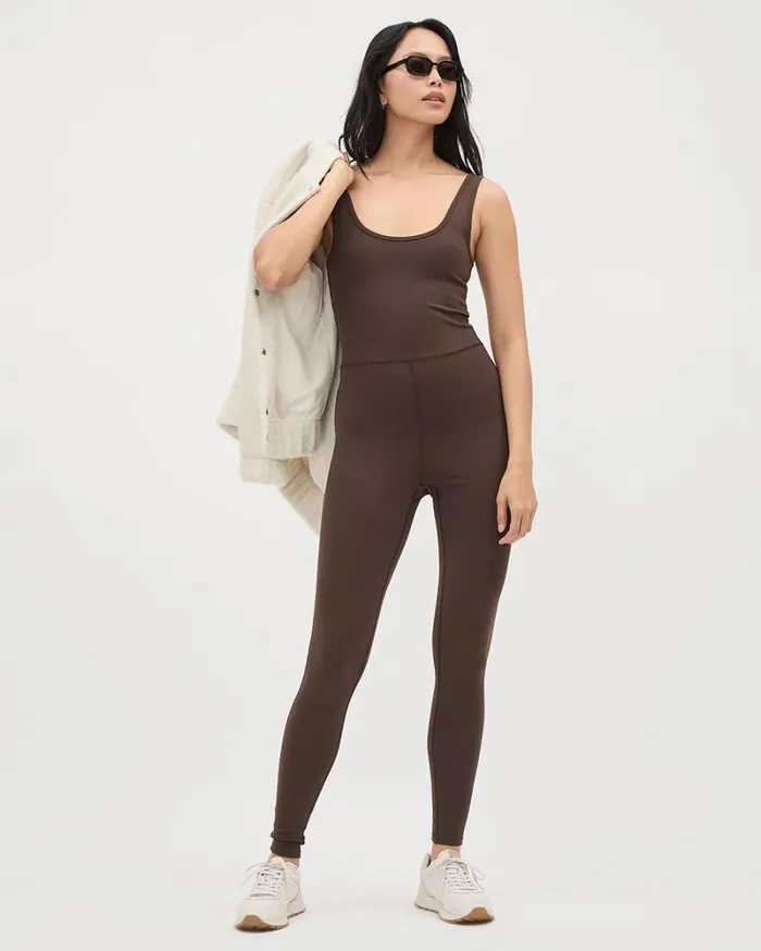 RWandCO Leggings Soft Touch Bodycon Sleeveless Jumpsuit Java 8211 Women