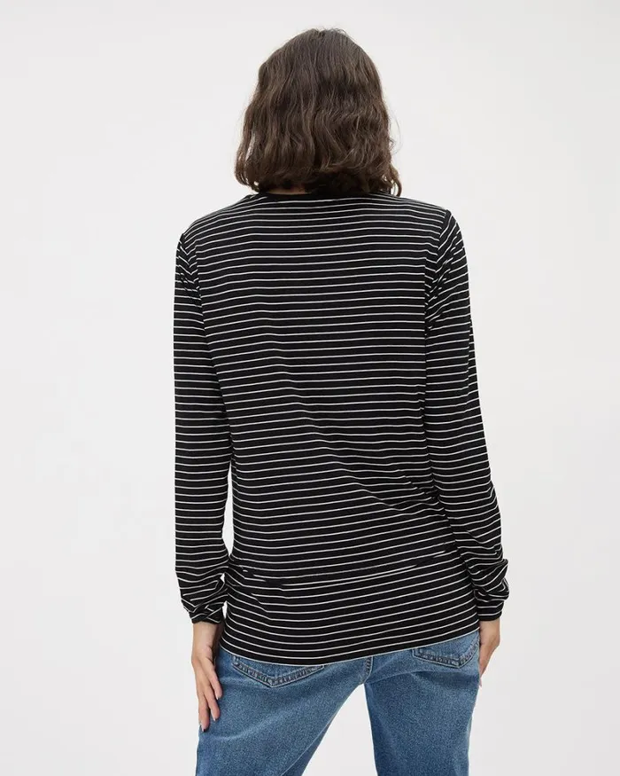 RWandCO Loungewear and Sleepwear Striped LongSleeve Nursing Tee 8211 Thyme Maternity Black And Snow White Strippe 8211 Women RWandCO Loungewear and Sleepwear Striped LongSleeve Nursing Tee 8211 Thyme Maternity Black And Snow White Strippe 8211 Women