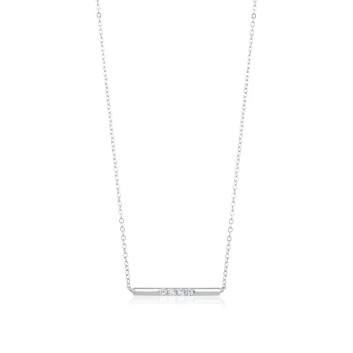 RWandCO Necklaces Club Rochelier 5A Cubic Zirconia Sparkling Gemstones Bar Necklace Silver 8211 Women