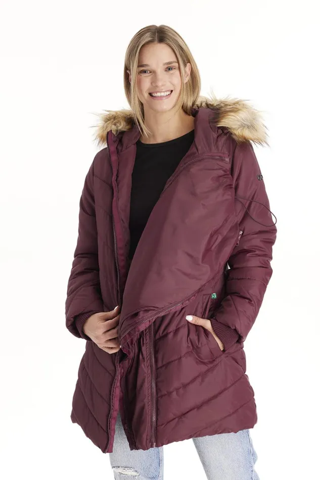 RWandCO Outerwear Lexi 8211 3in1 Maternity Coat With Removable Hood 8211 Modern Eternity Maternity Dark Red 8211 Women RWandCO Outerwear Lexi 8211 3in1 Maternity Coat With Removable Hood 8211 Modern Eternity Maternity Dark Red 8211 Women