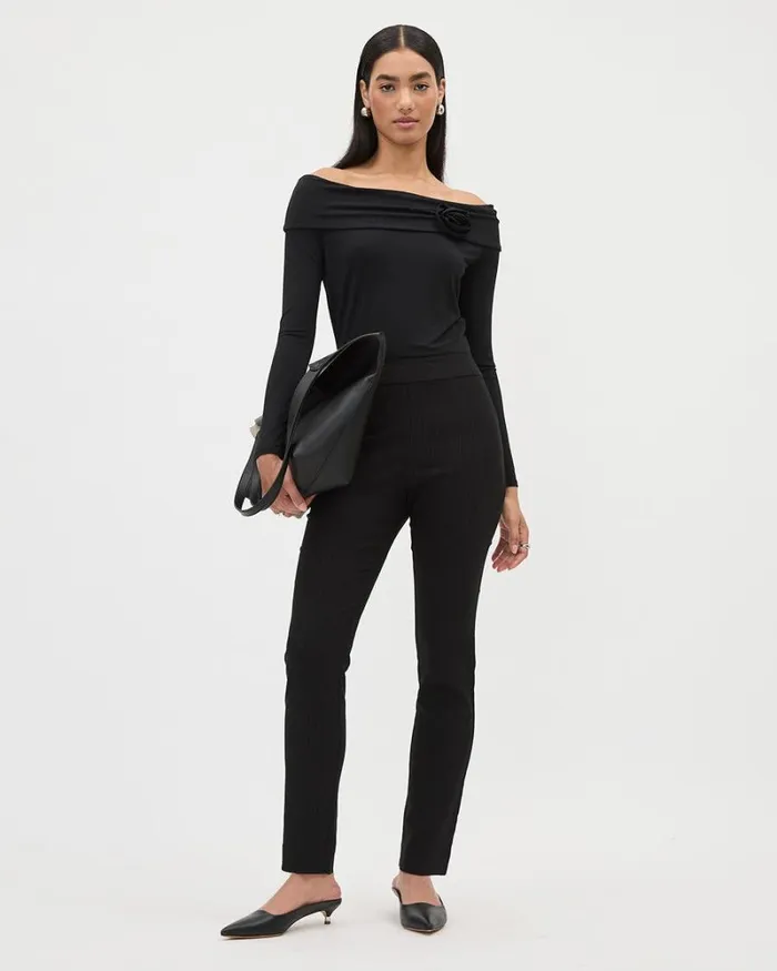 RWandCO Pants Striped AnkleLength Twill City Legging Pant Black Pin Stripe 8211 Women RWandCO Pants Striped AnkleLength Twill City Legging Pant Black Pin Stripe 8211 Women