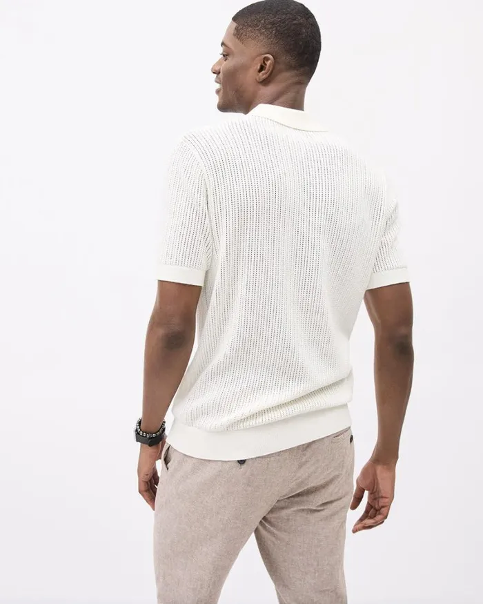 RWandCO Polos ShortSleeve Cotton Polo Sweater With Johnny Collar Marshmallow 8211 Men RWandCO Polos ShortSleeve Cotton Polo Sweater With Johnny Collar Marshmallow 8211 Men