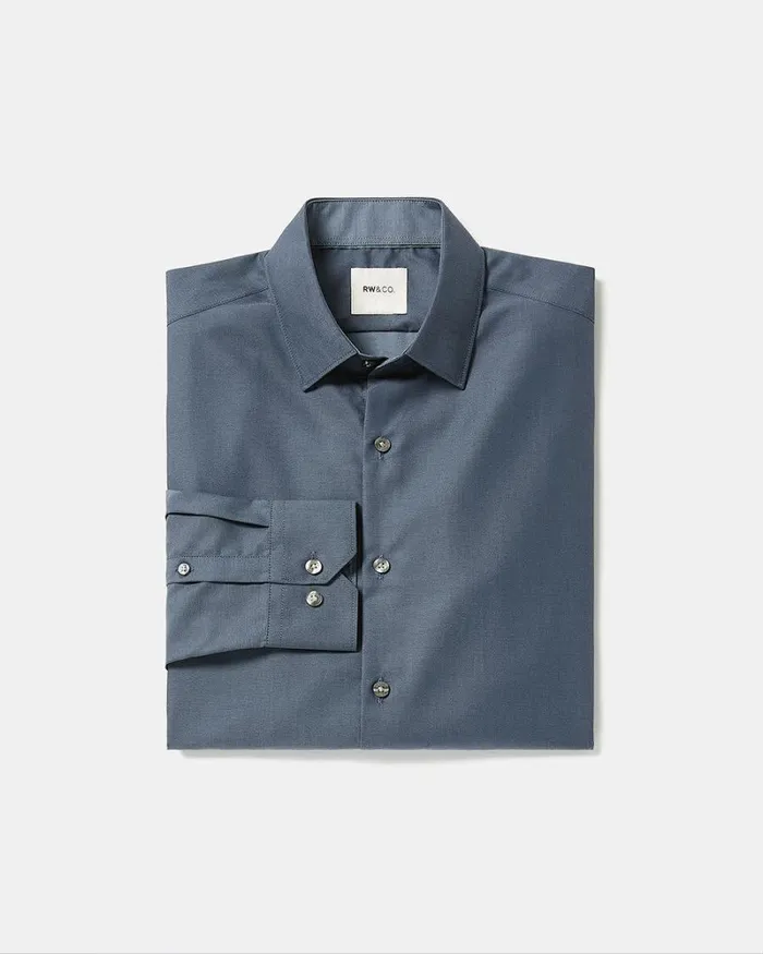 RWandCO Shirts SlimFit DenimLike Dress Shirt Denim Blue 8211 Men