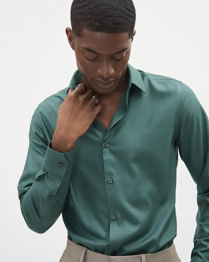 RWandCO Shirts SlimFit KnitLike Dress Shirt Balsam Green 8211 Men