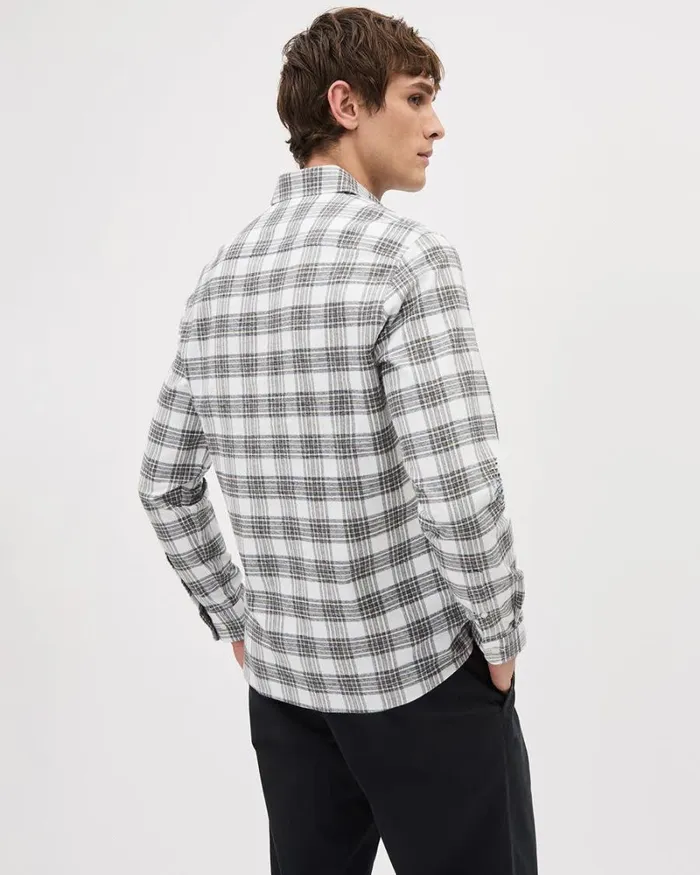 RWandCO Shirts SlimFit White Plaid Flannel Shirt Bright White 8211 Men RWandCO Shirts SlimFit White Plaid Flannel Shirt Bright White 8211 Men