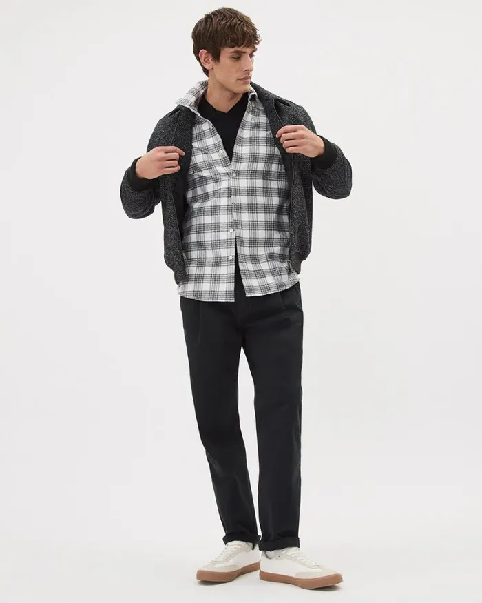 RWandCO Shirts SlimFit White Plaid Flannel Shirt Bright White 8211 Men RWandCO Shirts SlimFit White Plaid Flannel Shirt Bright White 8211 Men