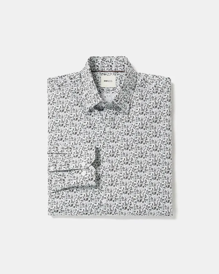 RWandCO Shirts TailoredFit Dress Shirt With Floral Pattern Bitter Chocolate 8211 Men