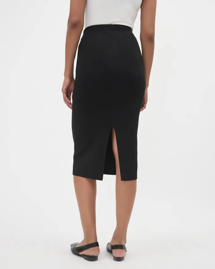 RWandCO Skirts Black Knitted Pencil Midi Skirt Black 8211 Women RWandCO Skirts Black Knitted Pencil Midi Skirt Black 8211 Women