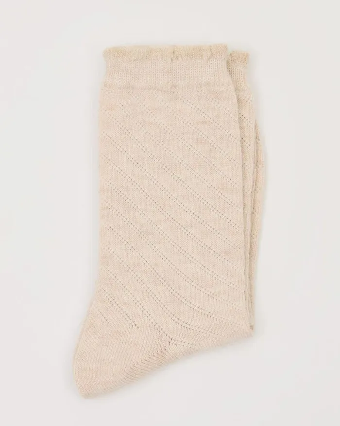 RWandCO Socks and Tights WoolBlend Crew Socks Oatmeal Mix 8211 Women