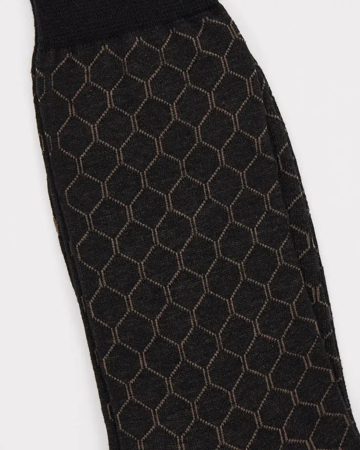 RWandCO Socks Black Dress Socks With Geometric Pattern Black 8211 Men RWandCO Socks Black Dress Socks With Geometric Pattern Black 8211 Men