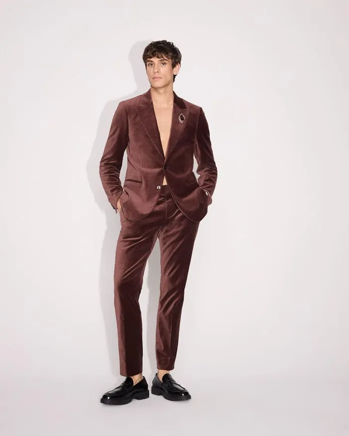 RWandCO Suits SlimFit Velvet Suit Pant Cognac 8211 Men