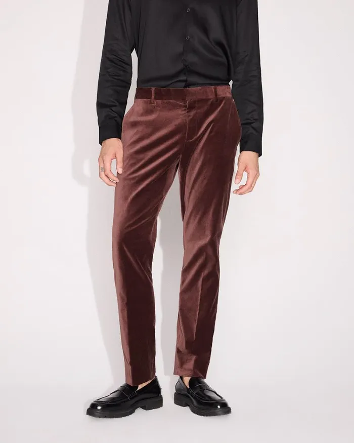 RWandCO Suits SlimFit Velvet Suit Pant Cognac 8211 Men RWandCO Suits SlimFit Velvet Suit Pant Cognac 8211 Men