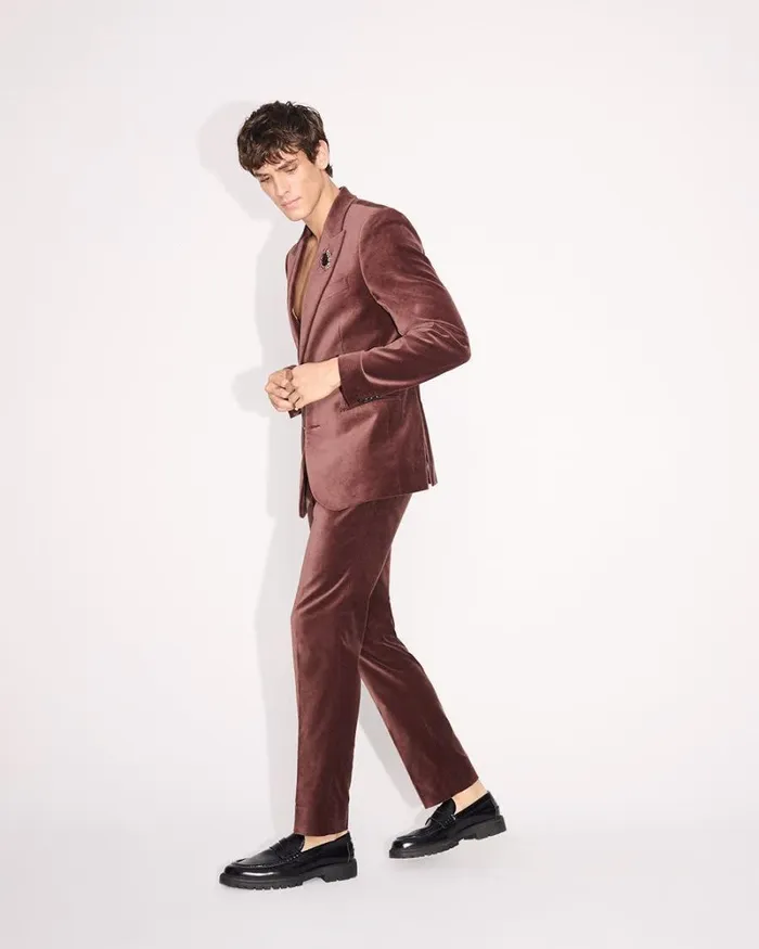 RWandCO Suits SlimFit Velvet Suit Pant Cognac 8211 Men RWandCO Suits SlimFit Velvet Suit Pant Cognac 8211 Men