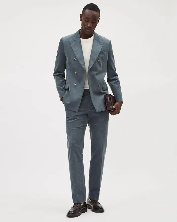 RWandCO Suits TailoredFit Corduroy Suit Pant Blue Horizon 8211 Men