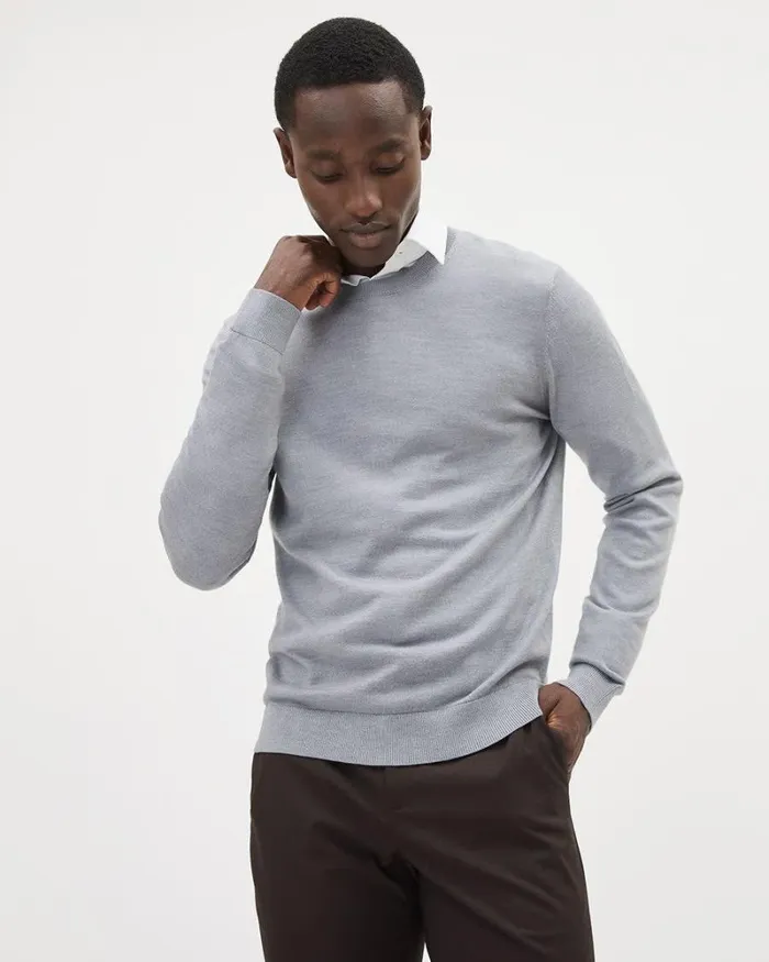 RWandCO Sweaters and Cardigans LongSleeve MerinoWool Crewneck Sweater Heather Grey 8211 Men RWandCO Sweaters and Cardigans LongSleeve MerinoWool Crewneck Sweater Heather Grey 8211 Men