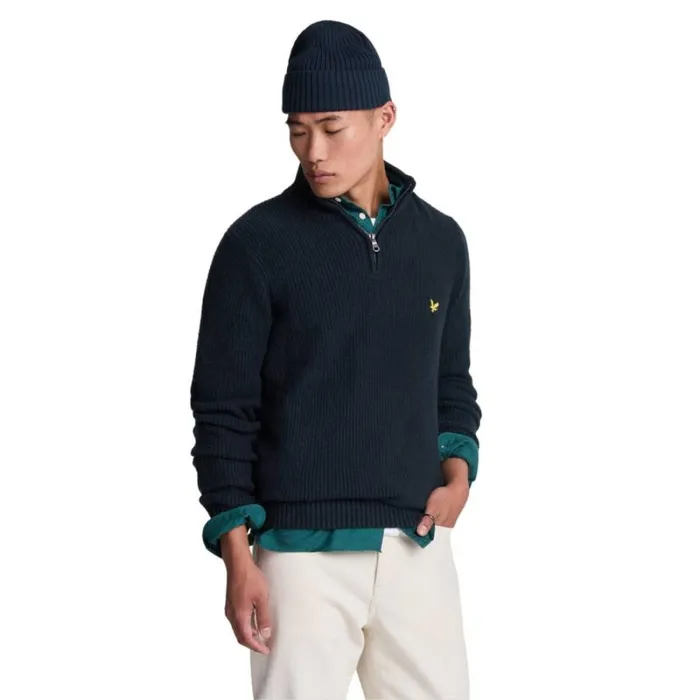 RWandCO Sweatshirts and Hoodies Lyle and Scott 8211 Mens Shaker Stitch Quarter Zip Pullover Dark Blue 8211 Men RWandCO Sweatshirts and Hoodies Lyle and Scott 8211 Mens Shaker Stitch Quarter Zip Pullover Dark Blue 8211 Men