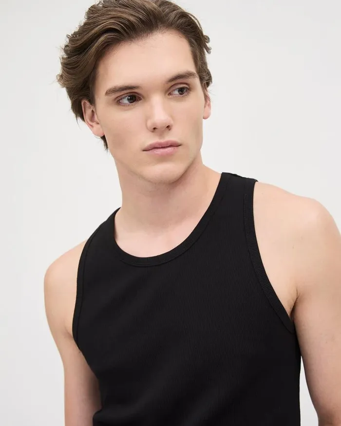 RWandCO TShirts Ribbed Tank Top Black 8211 Men