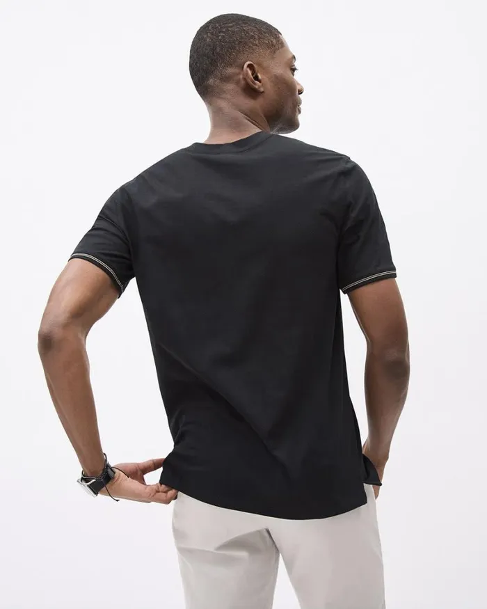 RWandCO TShirts Solid ShortSleeve Tee With Henley Neckline Black 8211 Men RWandCO TShirts Solid ShortSleeve Tee With Henley Neckline Black 8211 Men
