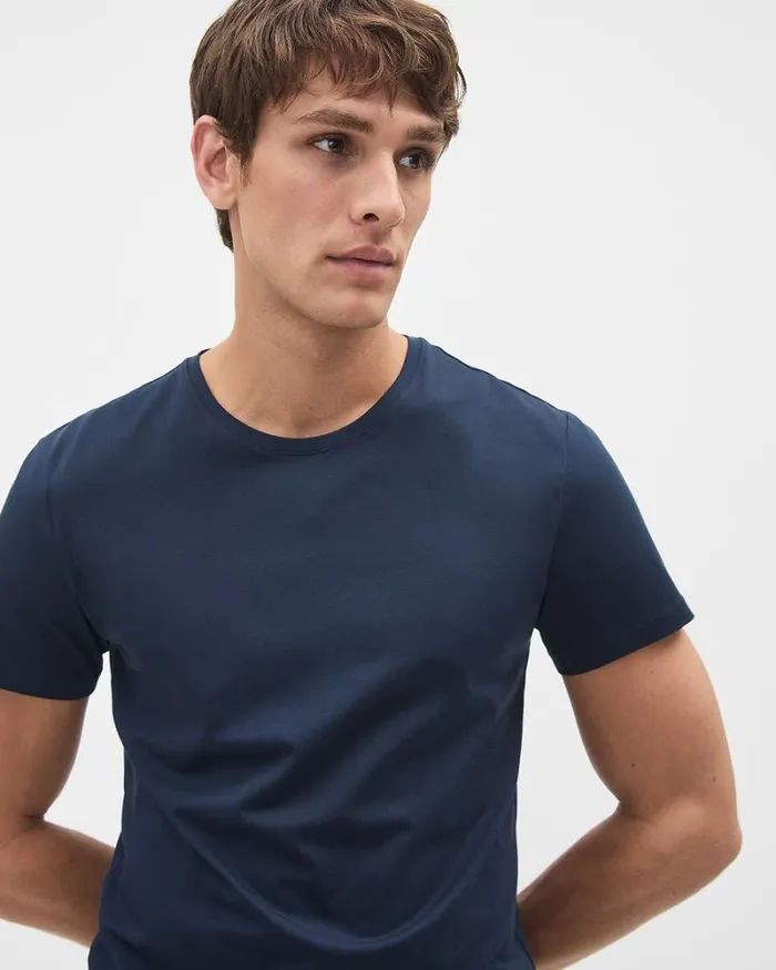RWandCO TShirts Supima Cotton R CrewNeck TShirt Navy Blue 8211 Men