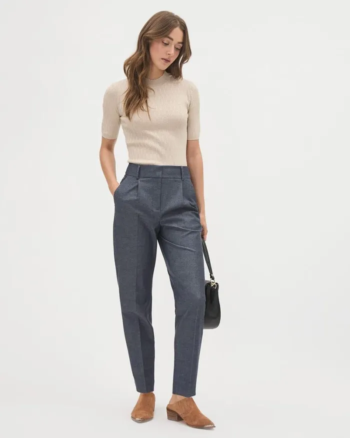 RWandCO Tapered Leg HighRise TaperedLeg Chambray Pant Dark Denim 8211 Women RWandCO Tapered Leg HighRise TaperedLeg Chambray Pant Dark Denim 8211 Women