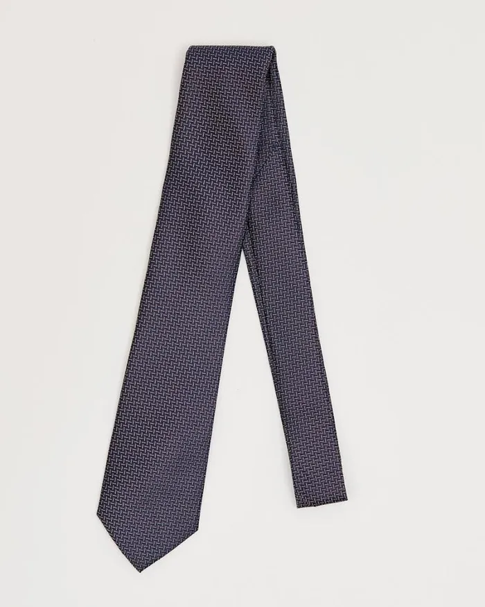 RWandCO Ties and Bow Ties Regular Navy Tie With Zigzag Pattern Navy Blazer 8211 Men