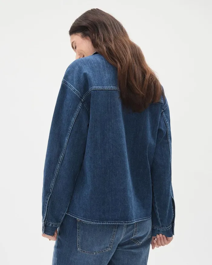 RWandCO Tops Denim Blouse 8211 Thyme Maternity Medium Wash 8211 Women RWandCO Tops Denim Blouse 8211 Thyme Maternity Medium Wash 8211 Women