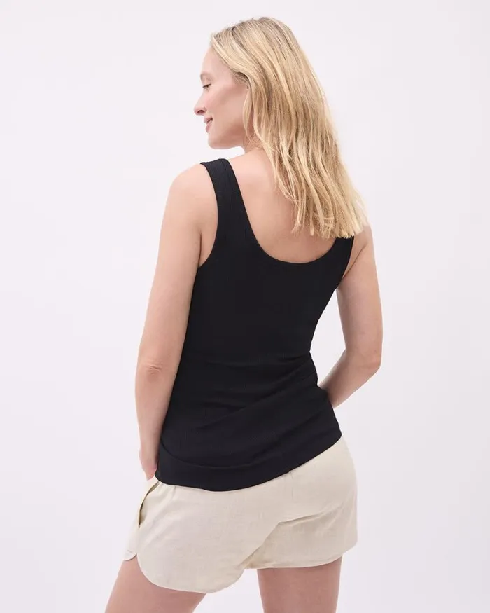RWandCO Tops Knit Rib CrewNeck Tank Top 8211 Thyme Maternity Black 8211 Women RWandCO Tops Knit Rib CrewNeck Tank Top 8211 Thyme Maternity Black 8211 Women