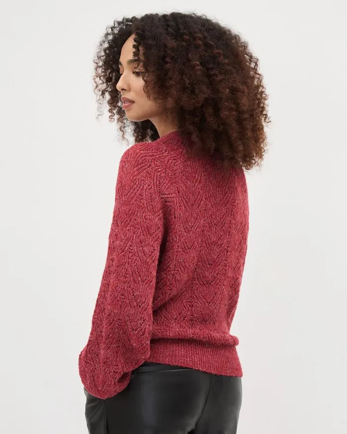 RWandCO Tops LongSleeve CrewNeck Sweater With Buttons At Shoulder Winery 8211 Women RWandCO Tops LongSleeve CrewNeck Sweater With Buttons At Shoulder Winery 8211 Women