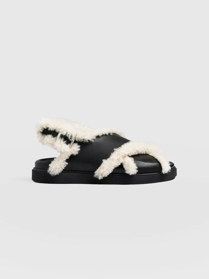 Saint And Sofia All Sandals Women Isla Shearling Sandal 8211 Black Black