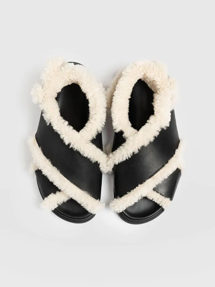 Saint And Sofia All Sandals Women Isla Shearling Sandal 8211 Black Black