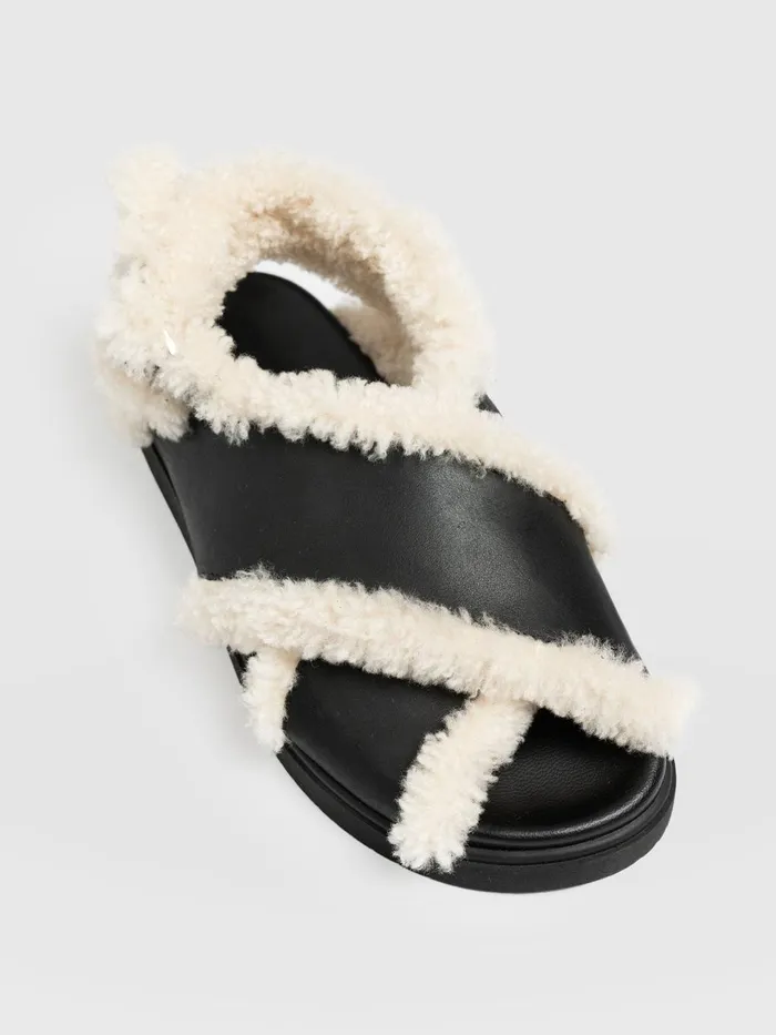 Saint And Sofia All Sandals Women Isla Shearling Sandal 8211 Black Black