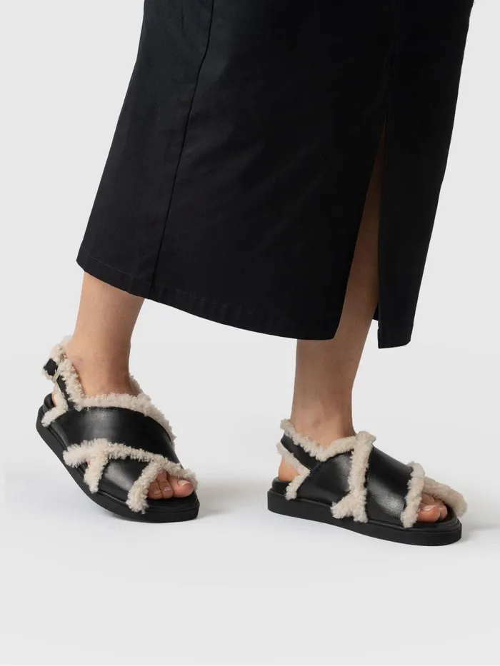 Saint And Sofia All Sandals Women Isla Shearling Sandal 8211 Black Black