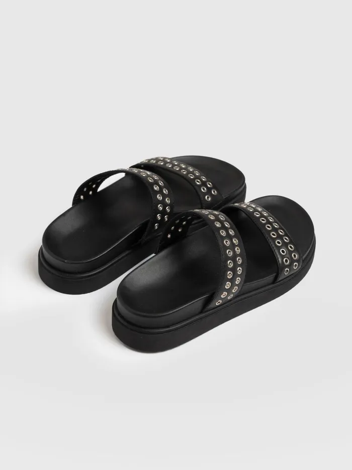 Saint And Sofia All Sandals Women Maddox Eyelet Slides 8211 Black Black