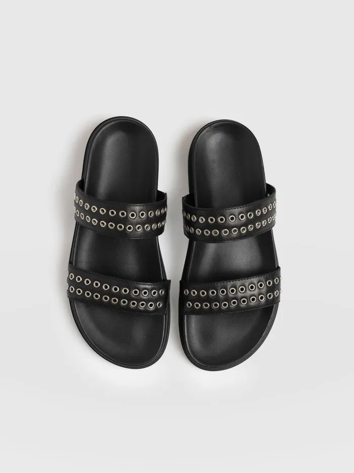 Saint And Sofia All Sandals Women Maddox Eyelet Slides 8211 Black Black