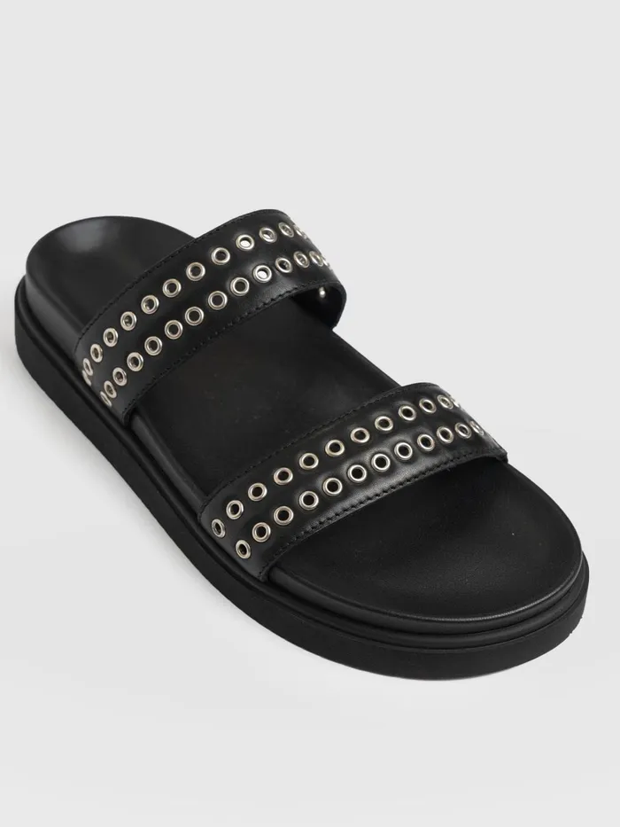 Saint And Sofia All Sandals Women Maddox Eyelet Slides 8211 Black Black