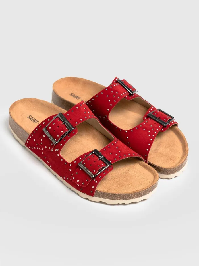 Saint And Sofia All Sandals Women Studded Sutton Slides 8211 Red Red