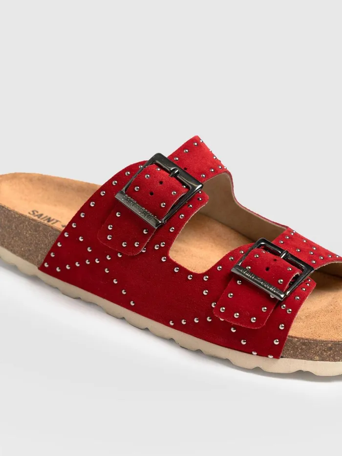 Saint And Sofia All Sandals Women Studded Sutton Slides 8211 Red Red