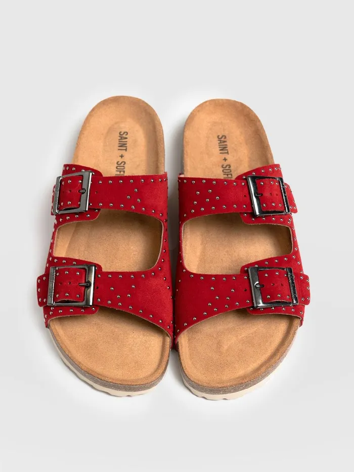 Saint And Sofia All Sandals Women Studded Sutton Slides 8211 Red Red