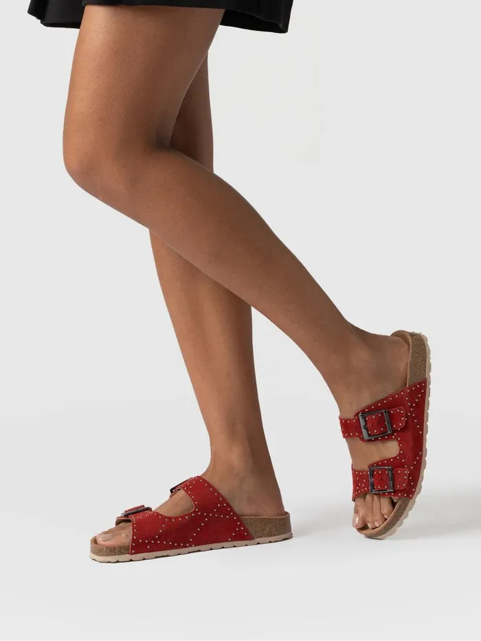 Saint And Sofia All Sandals Women Studded Sutton Slides 8211 Red Red