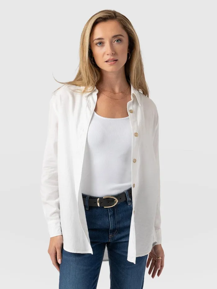 Saint And Sofia Blouses and Shirts Women Boyfriend Shirt 8211 White White
