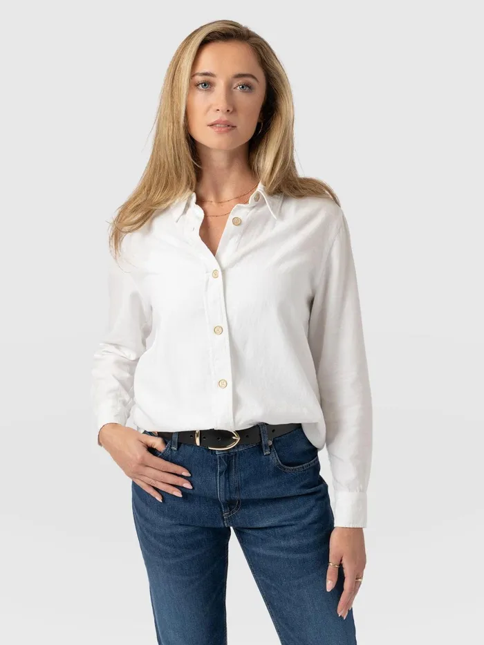 Saint And Sofia Blouses and Shirts Women Boyfriend Shirt 8211 White White