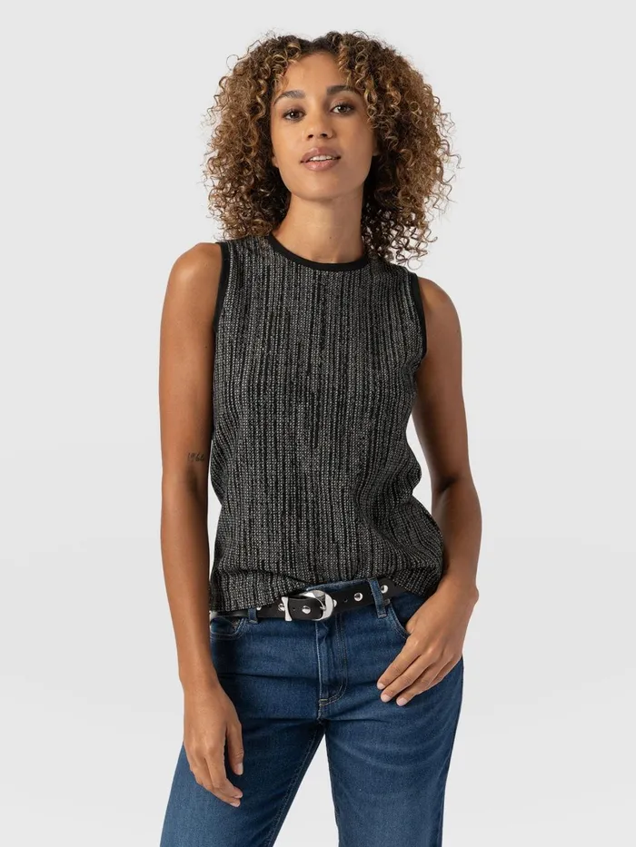 Saint And Sofia Casual Tops Women Keller Vest 8211 GreyBlack Greyblack