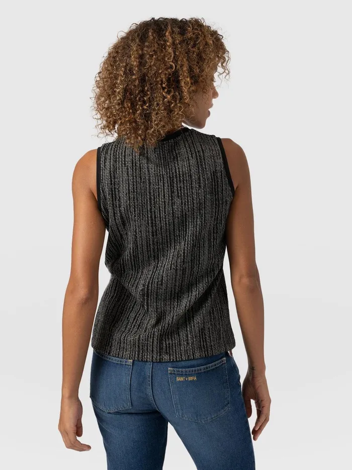 Saint And Sofia Casual Tops Women Keller Vest 8211 GreyBlack Greyblack