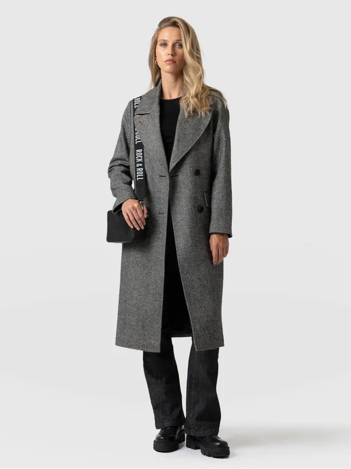 Saint And Sofia Coats and Jackets Women Hampton Coat 8211 Monochrome Chevron Monochrome Chevron