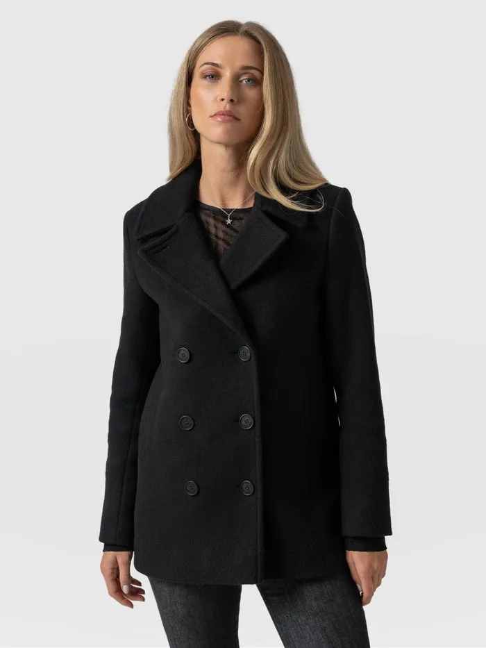 Saint And Sofia Coats and Jackets Women Quinn Pea Coat 8211 Black Black