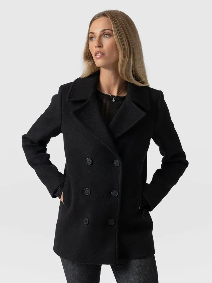 Saint And Sofia Coats and Jackets Women Quinn Pea Coat 8211 Black Black