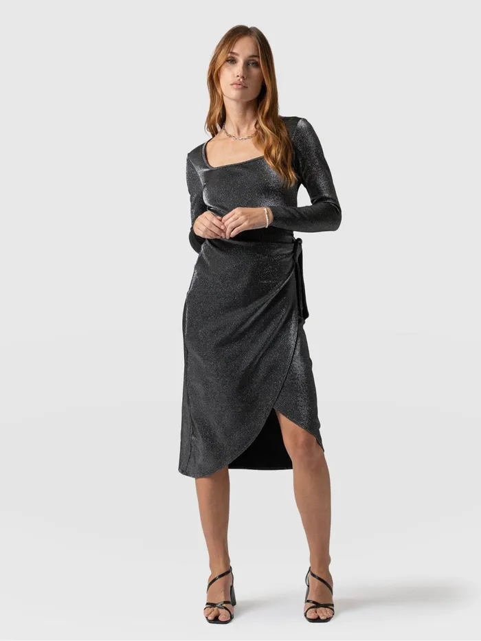 Saint And Sofia Dresses Women Amelia Wrap Dress 8211 Silver Silver